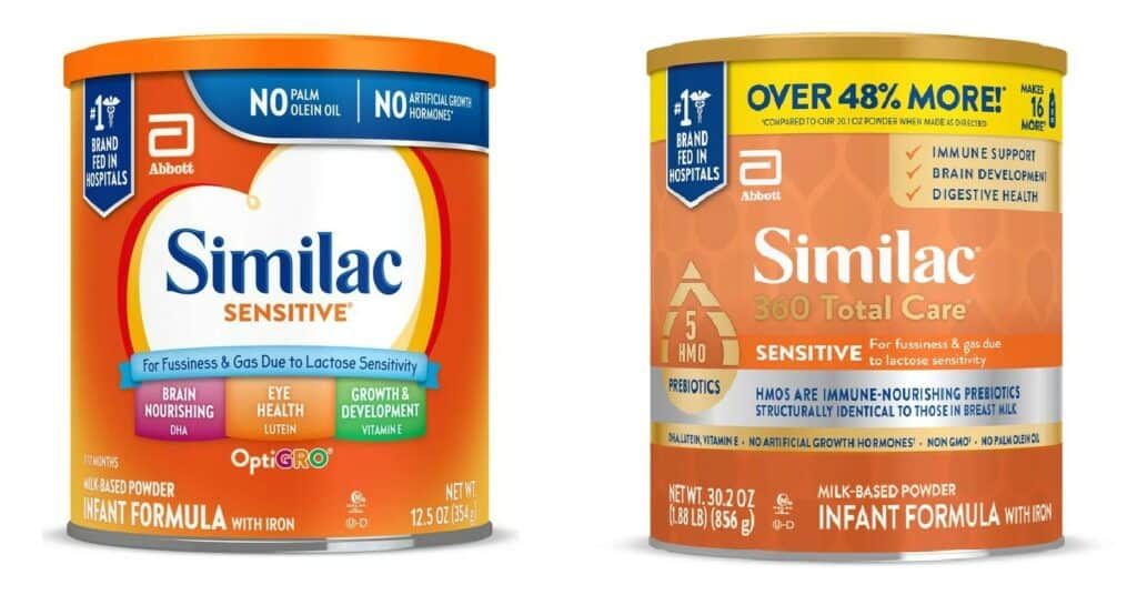 difference between similac sensitive and 360 sensitive