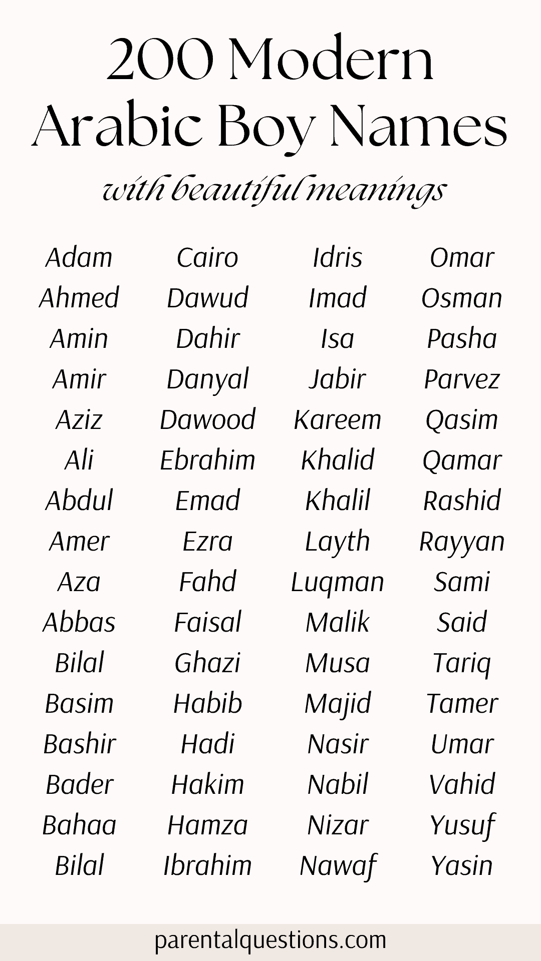Top 200 Popular Arabic Baby Boy Names A Comprehensive List